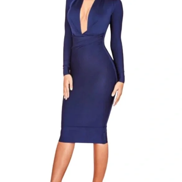 Bandage navy long sleeve good condition dress. AMAZING condition! Size Small - Picture 2 of 3